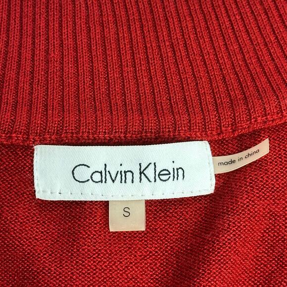 NWOT Calvin Klein Red Wool Blend Embellished Sparkle Sweater Womens Size Small S - Picture 7 of 9